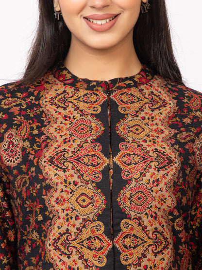 Tillaari Paisley and Floral Black Jacket for Women