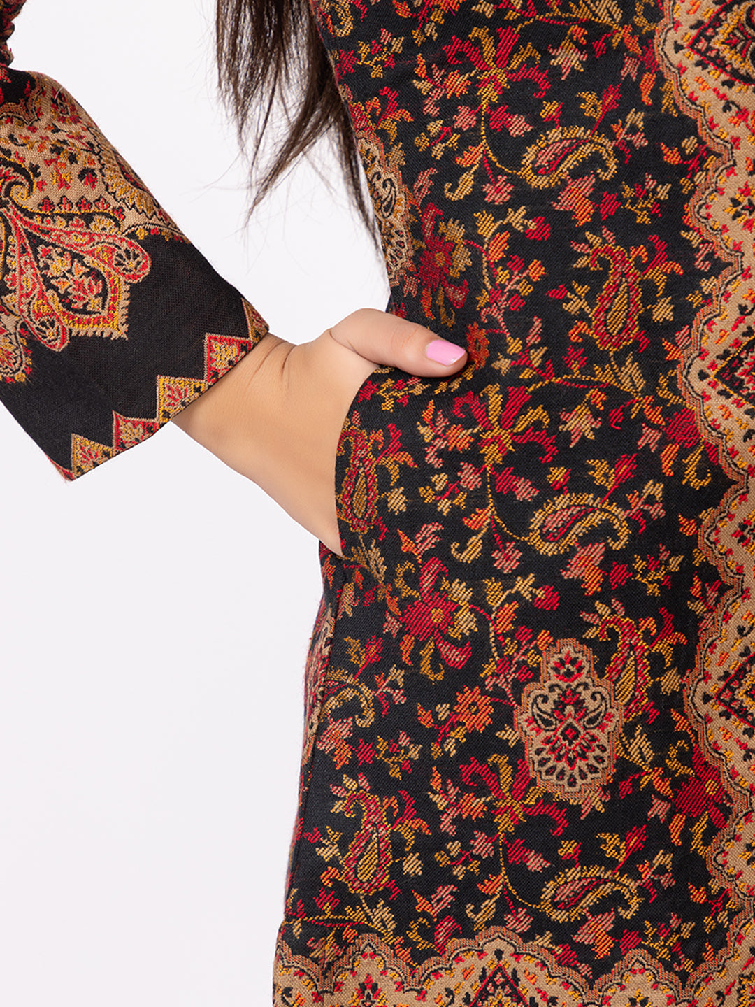 Tillaari Paisley and Floral Black Jacket for Women