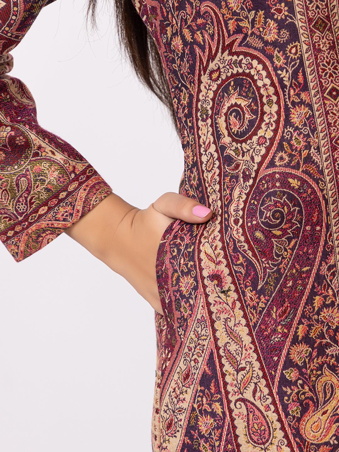 Tillaari Purple Paisley Jaal Jacket for Women