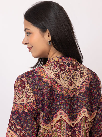 Tillaari Purple Paisley Jaal Jacket for Women