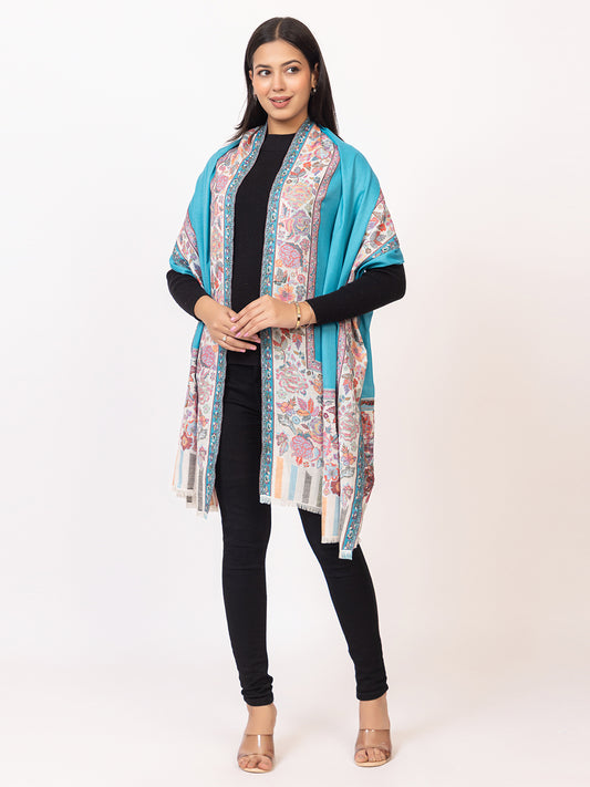 Tillaari Ferozi Shawl with Floral Border