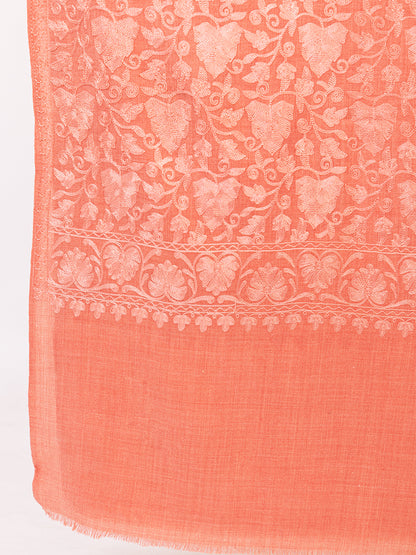 Tillaari Blooming Peach Stole with Embrodiery Jaal