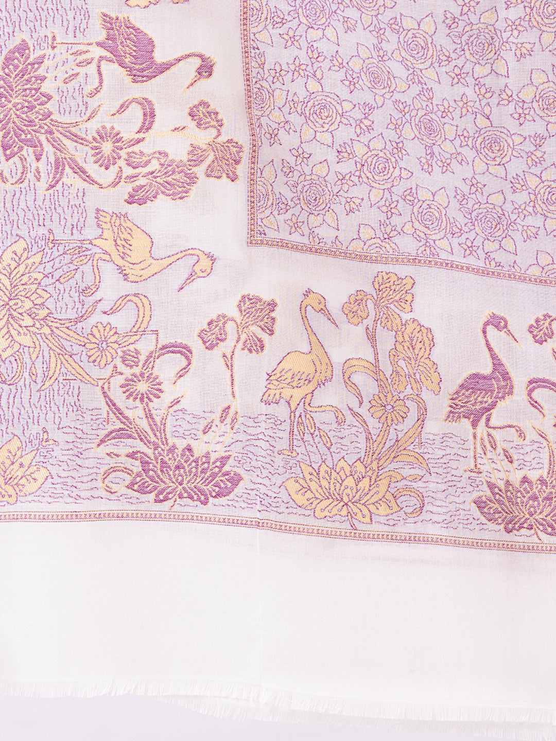 Tillaari Shawl with Birds and Floral Pattern Border