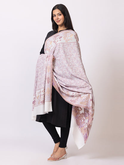 Tillaari Shawl with Birds and Floral Pattern Border