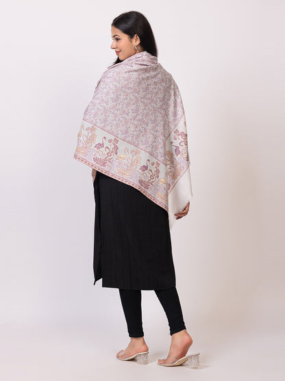 Tillaari Shawl with Birds and Floral Pattern Border