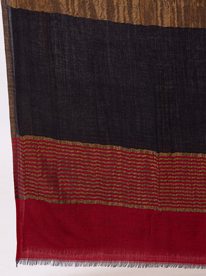 Tillaari Timeless Striped Black-Maroon and Golden Zari Shawl