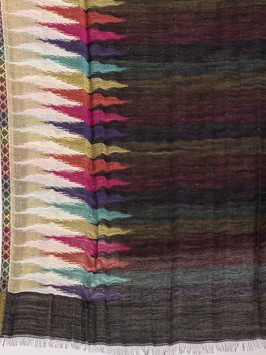 Tillaari Ethnic Stole with Multicolor Pattern on Border