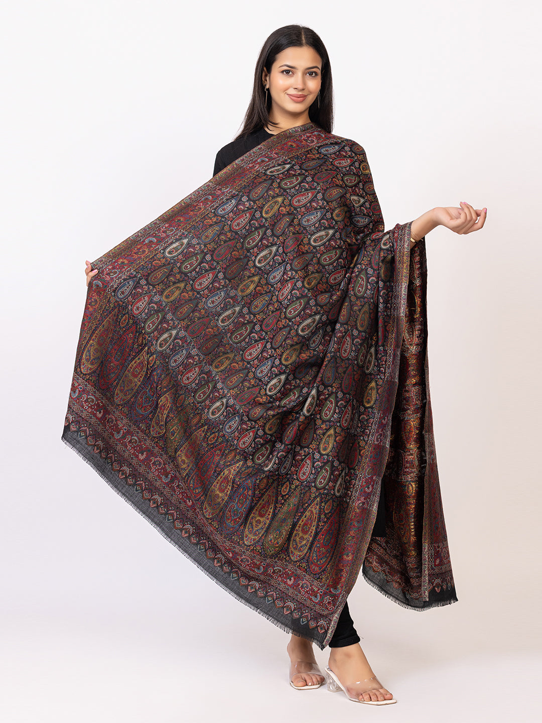 Tillaari Multicolor Paisley Droplet Shawl