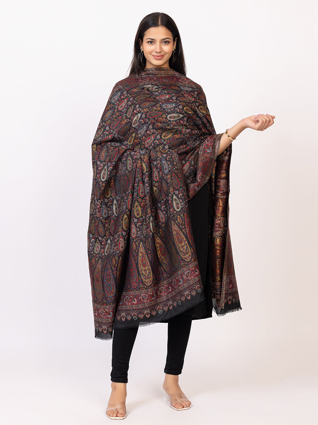 Tillaari Multicolor Paisley Droplet Shawl