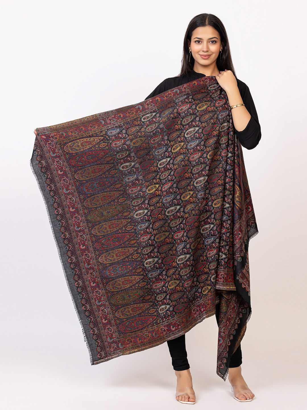 Tillaari Multicolor Paisley Droplet Shawl