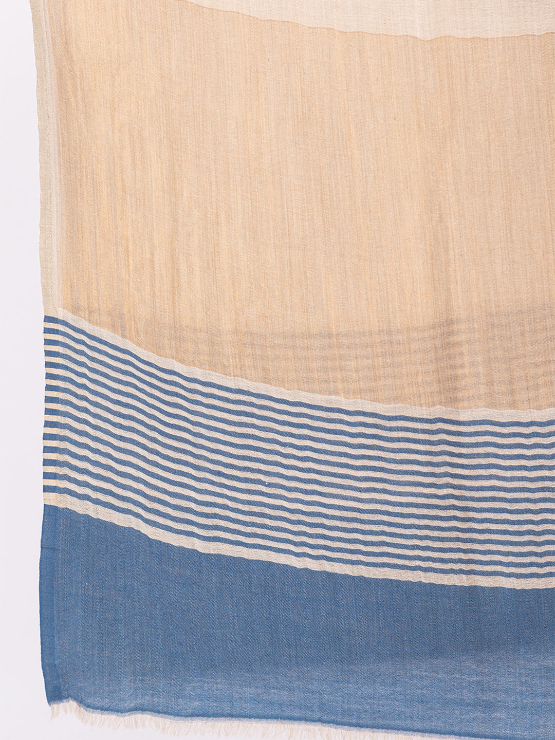 Tillaari Elegant Blue, Cream and Golden Striped Stole