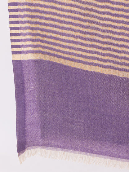 Tillaari Elegant Purple, Cream and Golden Striped stole