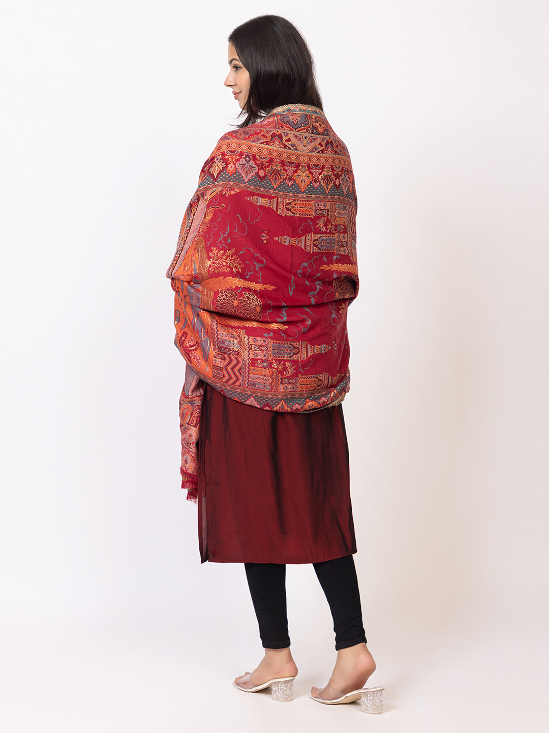 Tillaari Royal Durbar Scene Shawl with Heritage Design