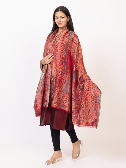 Tillaari Royal Durbar Scene Shawl with Heritage Design