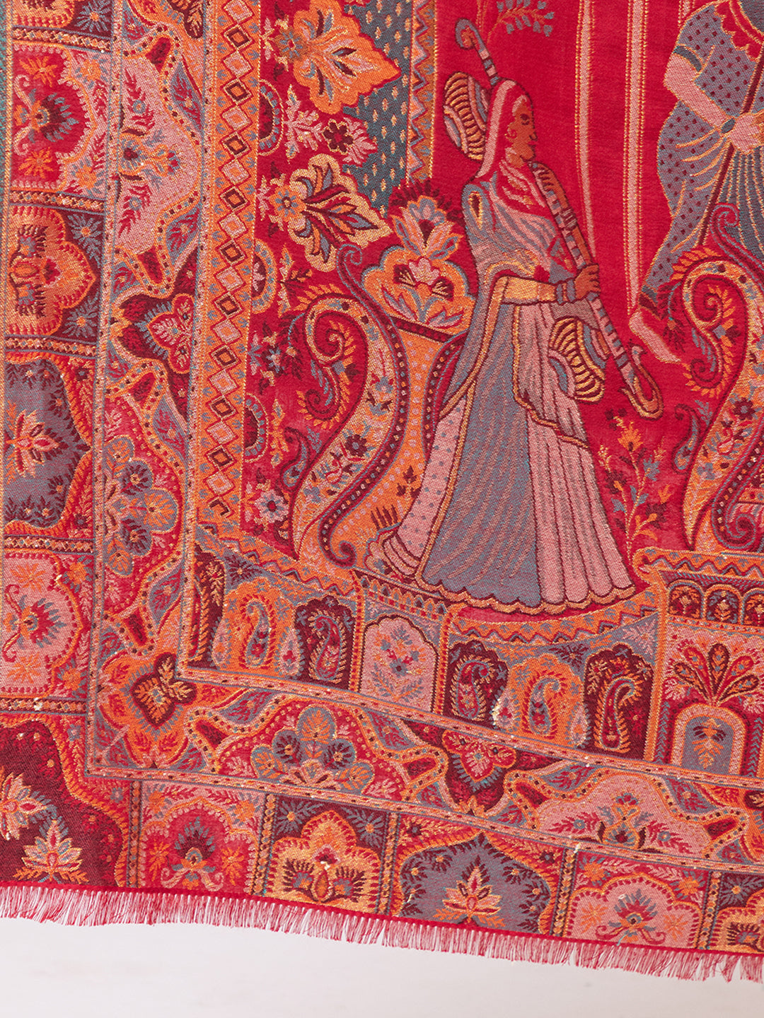 Tillaari Royal Durbar Scene Shawl with Heritage Design