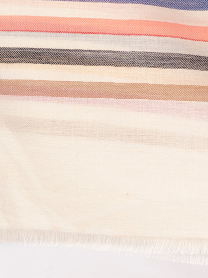 Tillaari Multicolor Striped White Shawl