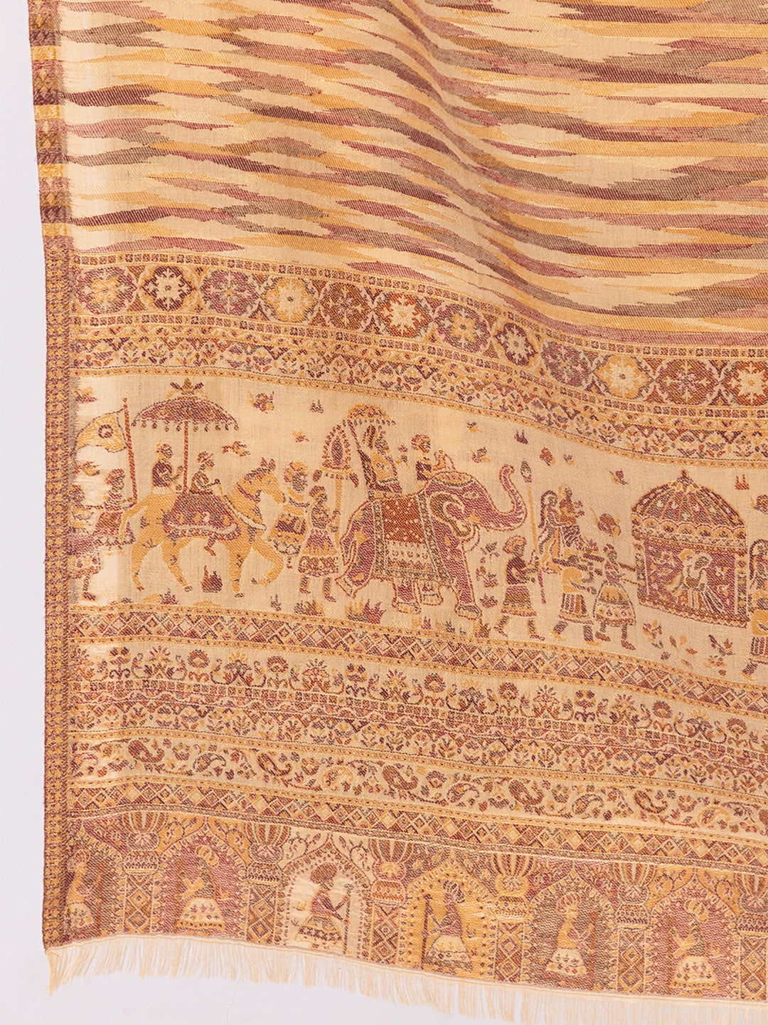 Tillaari Beige Royal Procession Motif Stole
