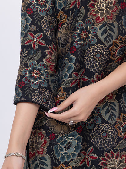 Tillaari Black Floral Printed Co-ord Set