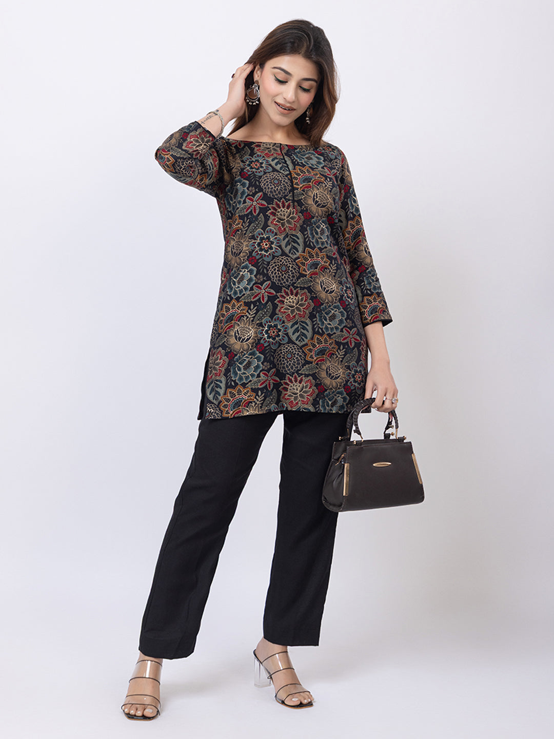 Tillaari Black Floral Printed Co-ord Set