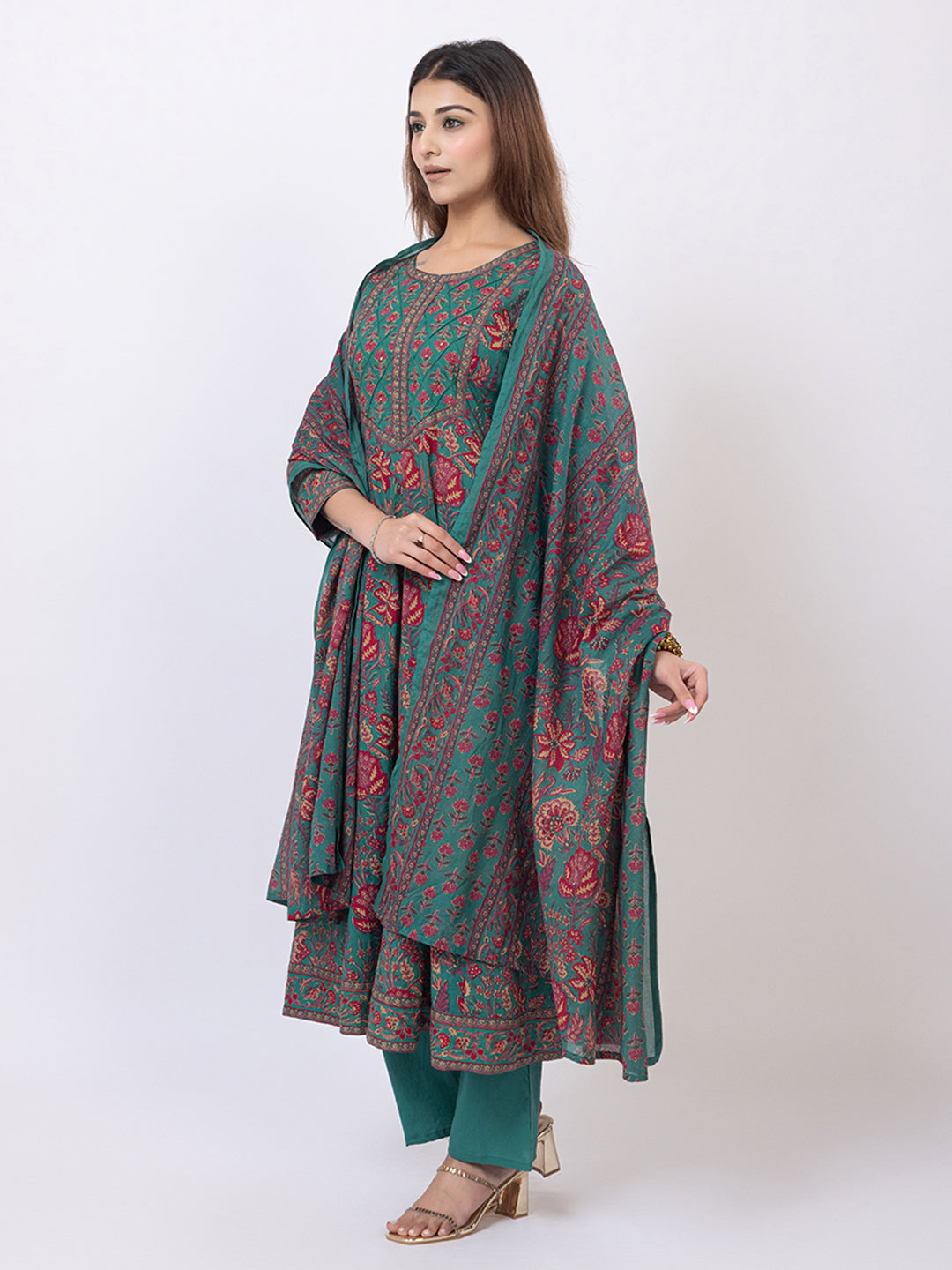 Tillaari Green Chintz Printed Kurta Set with Dupatta