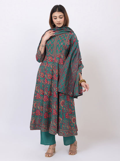 Tillaari Green Chintz Printed Kurta Set with Dupatta