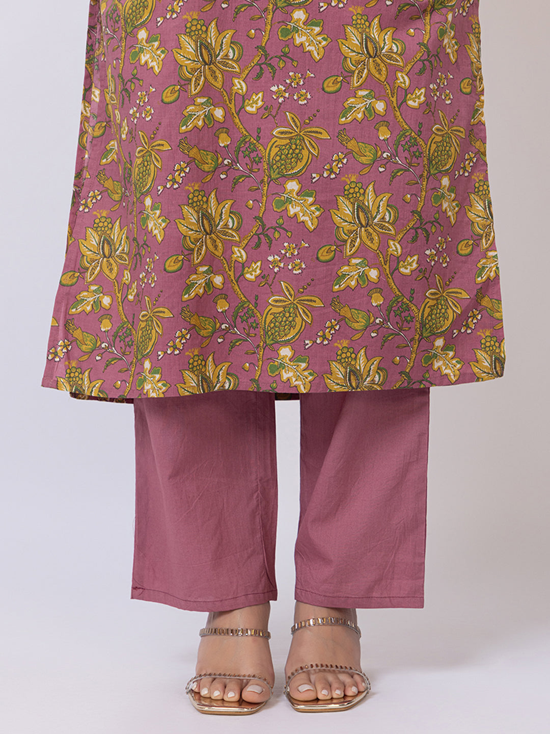 Tillaari Plum Cotton Kurta Set with Printed Dupatta