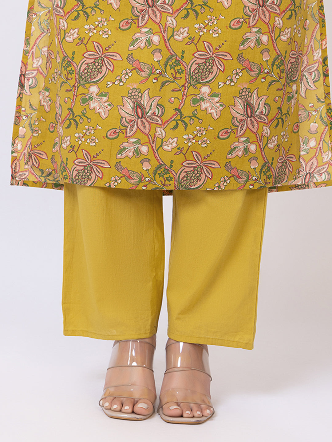 Tillaari Amaltas Yellow Ochre  Cotton Kurta Set with Printed Dupatta