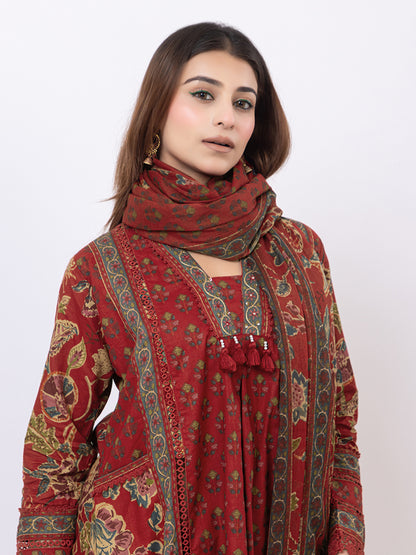 Tillaari Red Chintz Printed A-Line Kurta Set with Dupatta