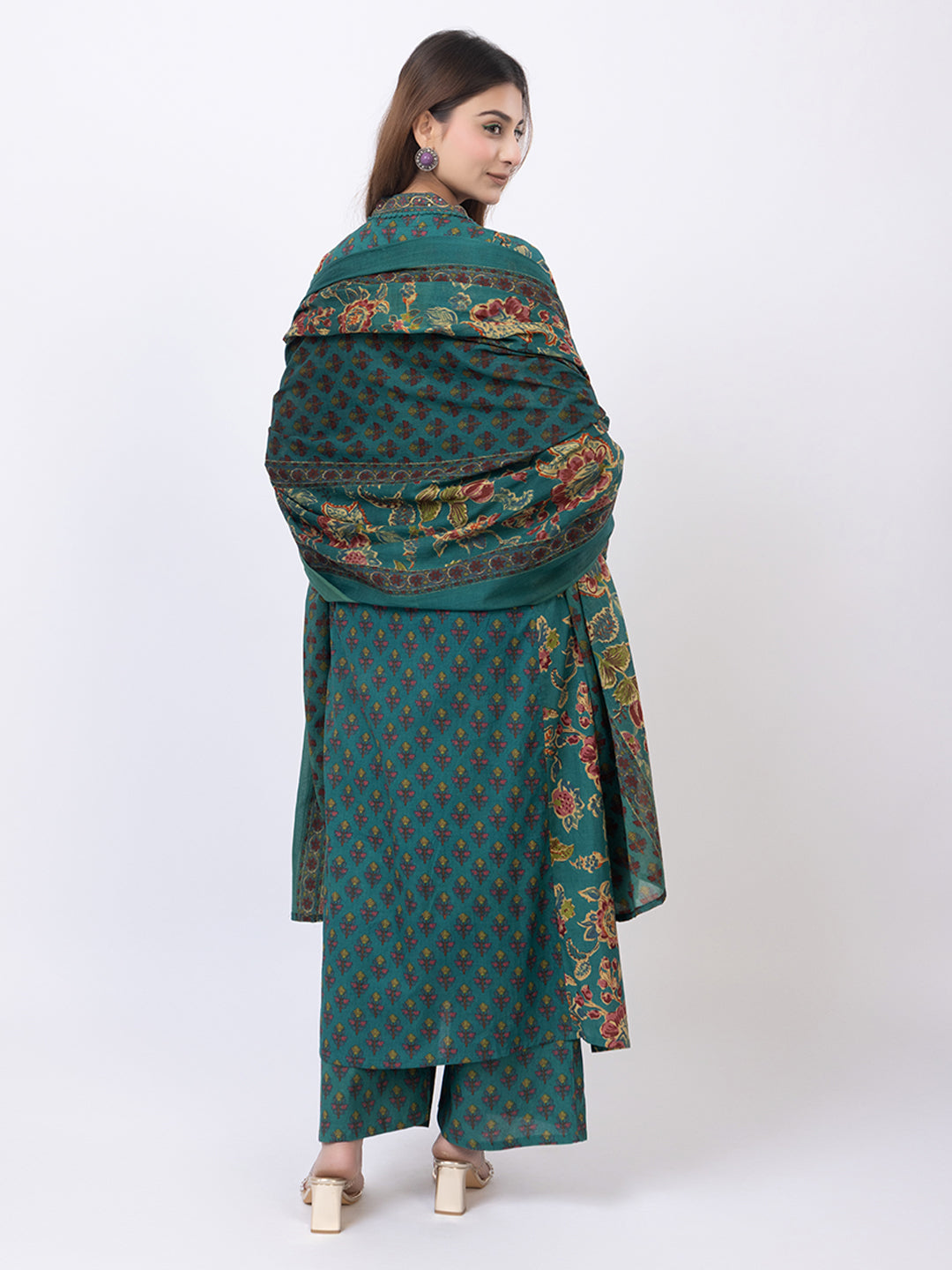 Tillaari Green Chintz Printed A-Line Kurta Set with Dupatta