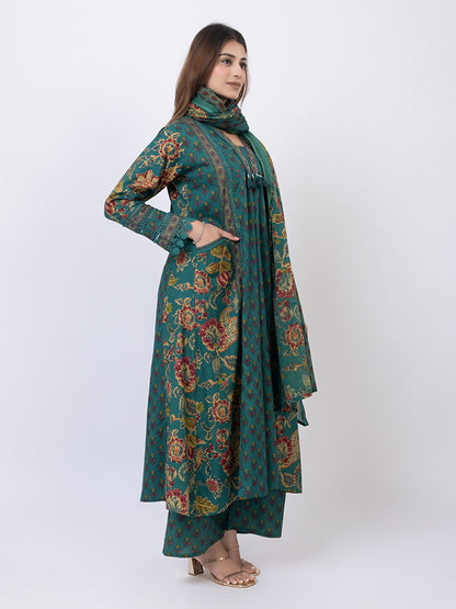 Tillaari Green Chintz Printed A-Line Kurta Set with Dupatta