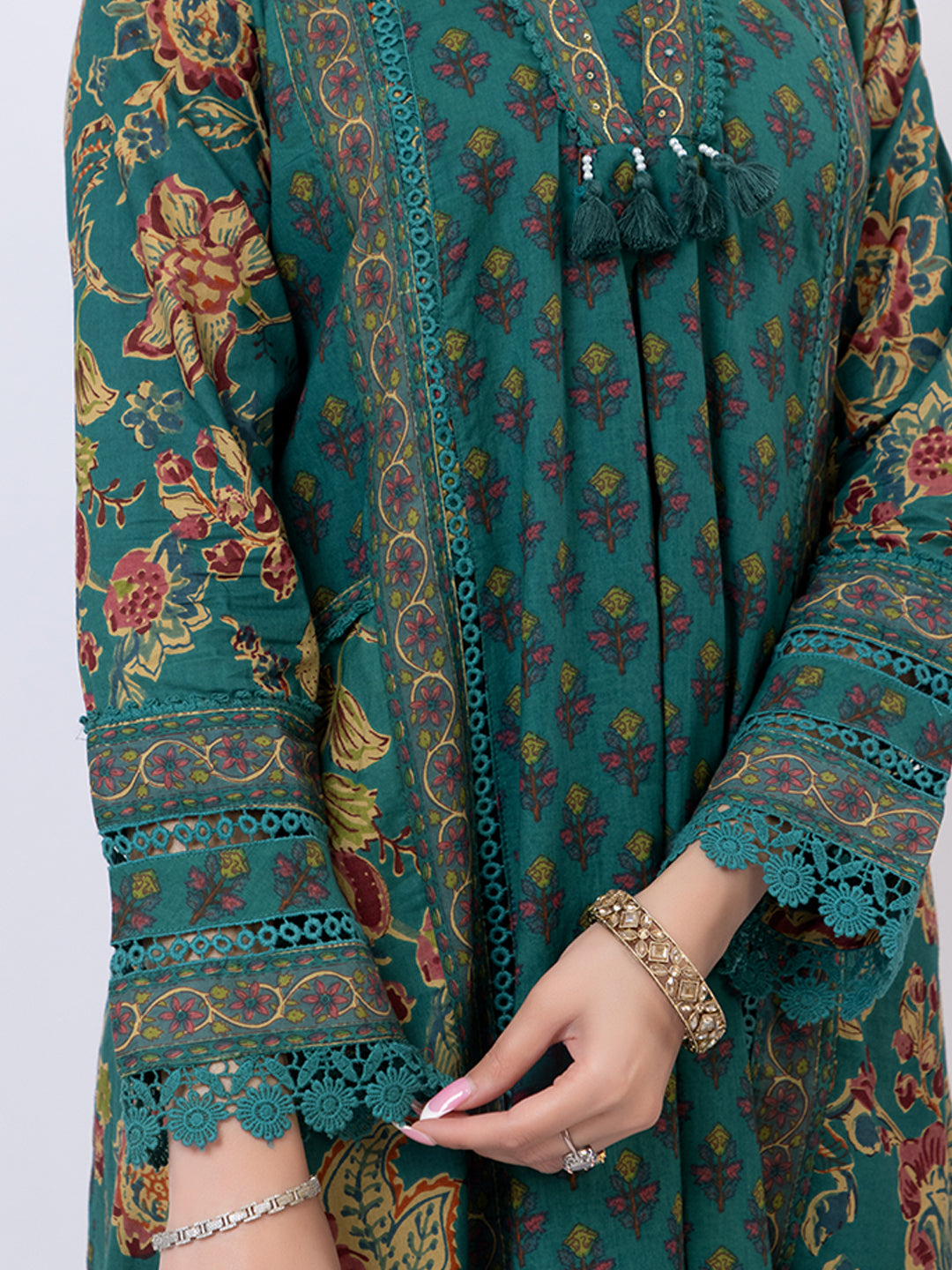 Tillaari Green Chintz Printed A-Line Kurta Set with Dupatta