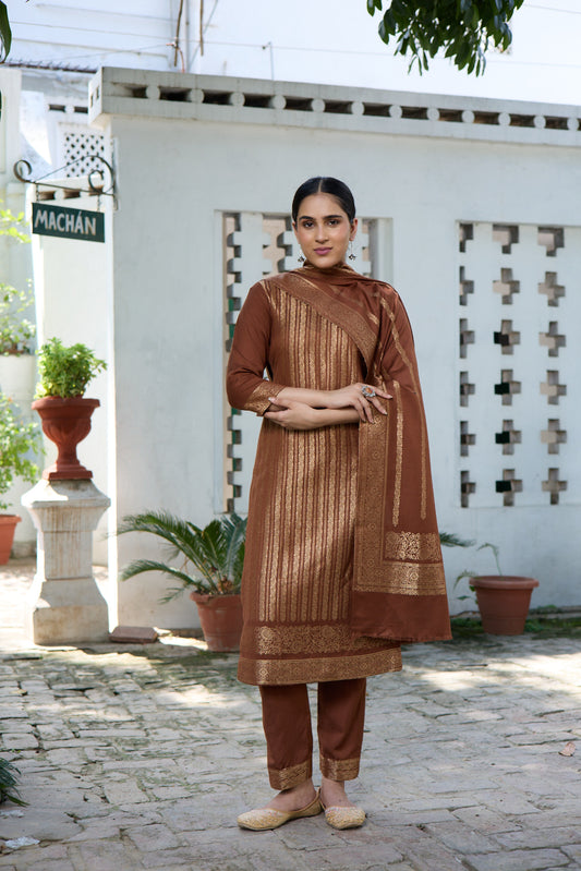Nargis Brown Kurta Set