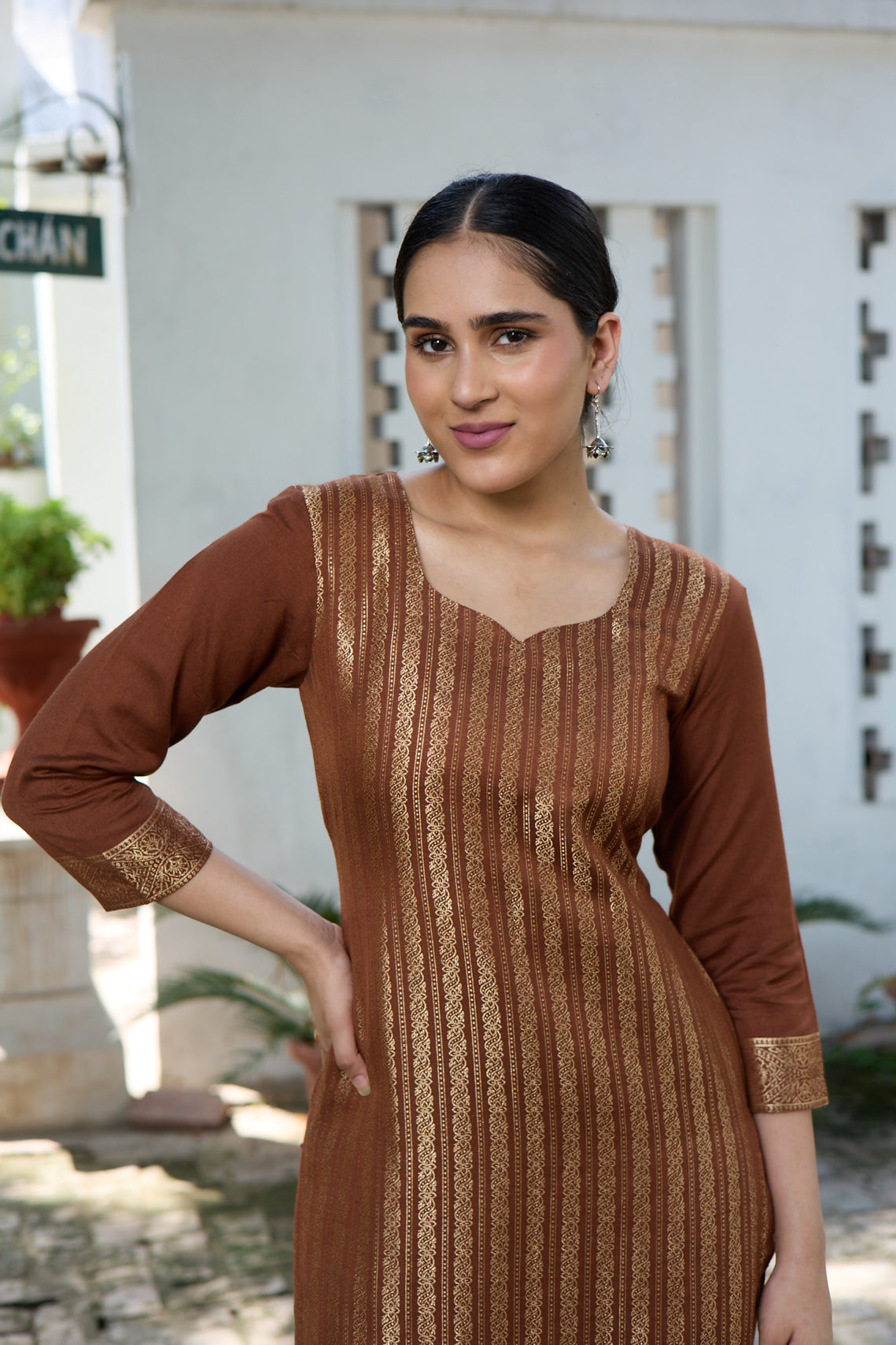 Nargis Brown Kurta Set