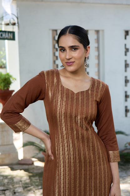 Nargis Brown Kurta Set