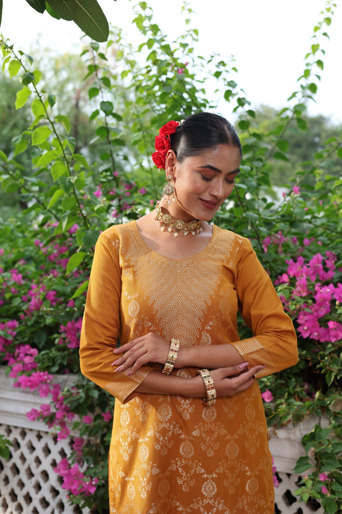 Damini Mustard Yellow Kurta Set