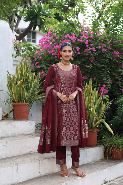 Damini Wine Kurta Set