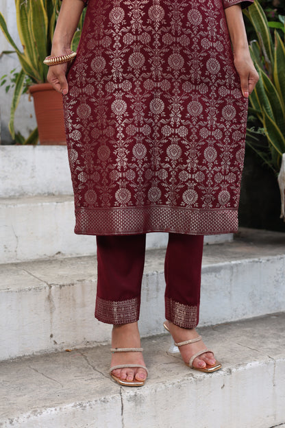 Damini Wine Kurta Set